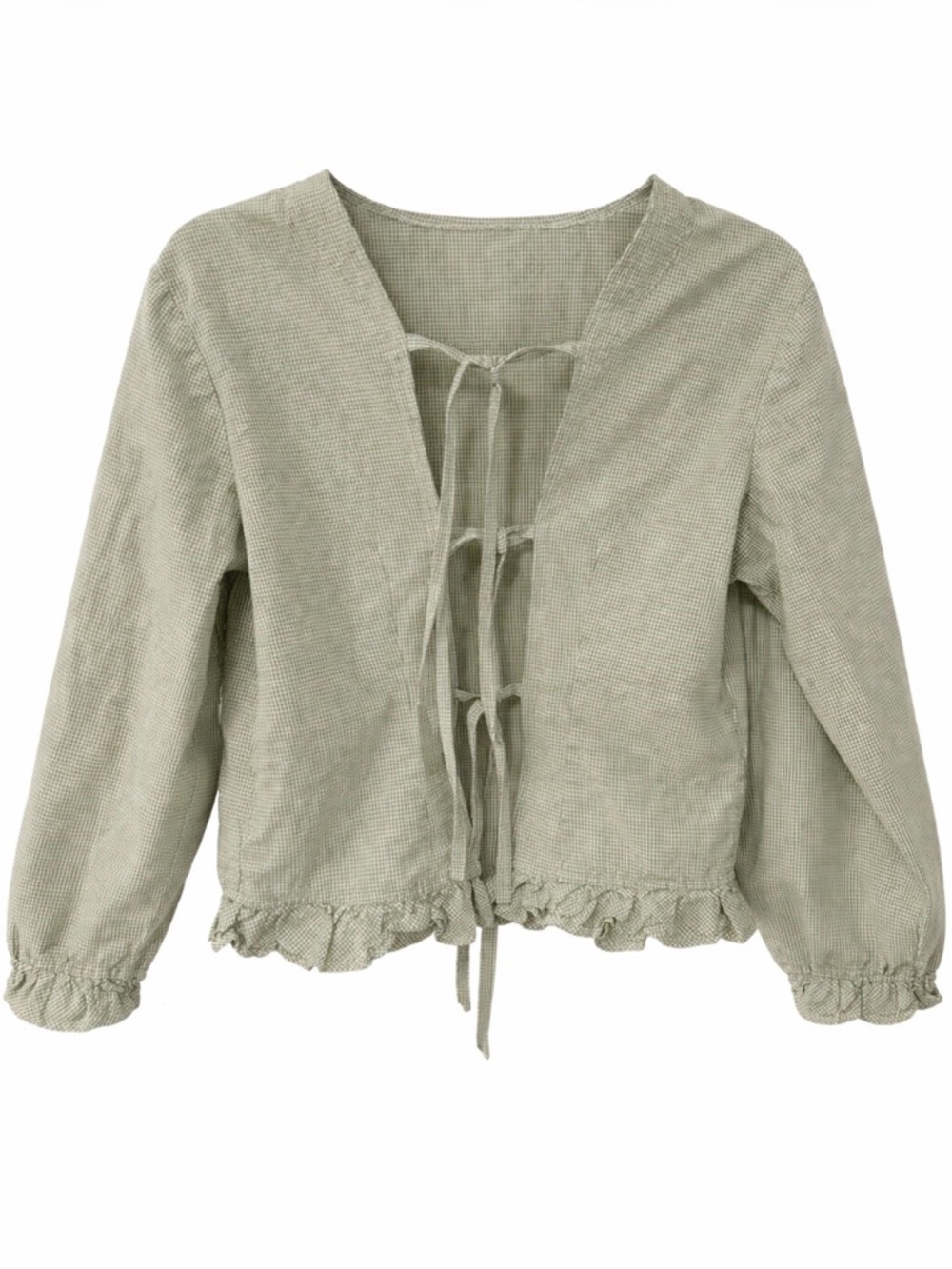 Women’s Sage Green Tie-Front Linen Blend Top